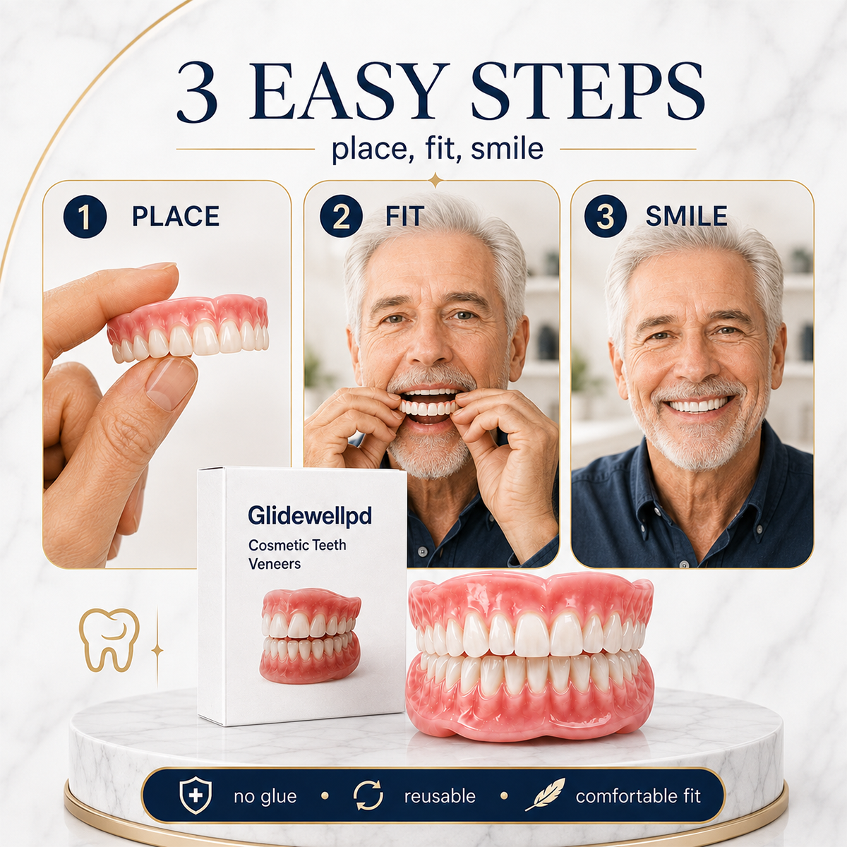 Comfort Full‑Cover Dentures for Senior Men
